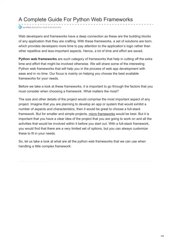 A COMPLETE GUIDE FOR PYTHON WEB FRAMEWORKS