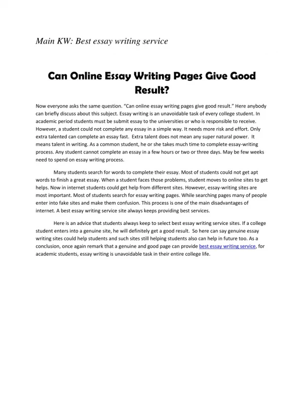 Can Online Essay Writing Pages Give Good Result?
