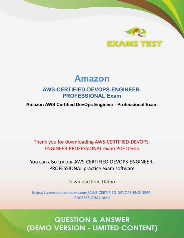 Get Valid AMAZON AWS-Certified-DevOps-Engineer-Professional VCE Exam 2018 - [DOWNLOAD FREE DEMO]