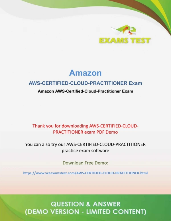 Get Valid Amazon AWS-Certified-Cloud-Practitioner VCE Exam 2018 - [FREE DEMO DOWNLOAD]