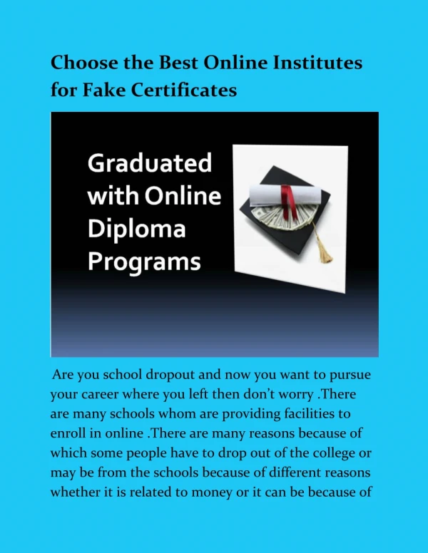 Best Online Institutes for Fake Certificates