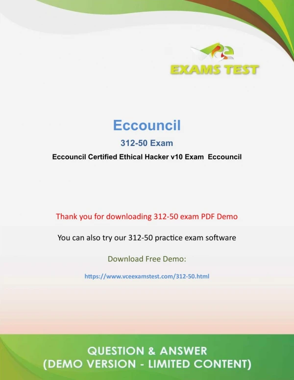 Get Valid Eccouncil 312-50 VCE Exam 2018 - [DOWNLOAD FREE DEMO]