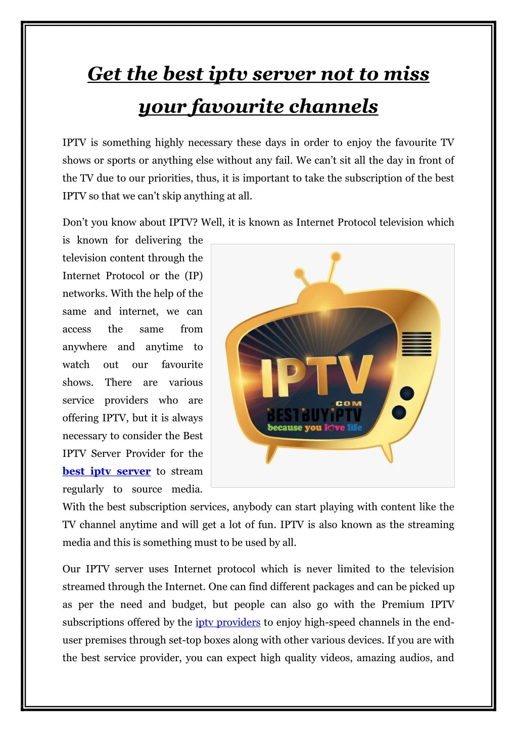get the best iptv server not to miss