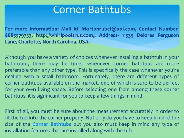 Corner Bathtubs