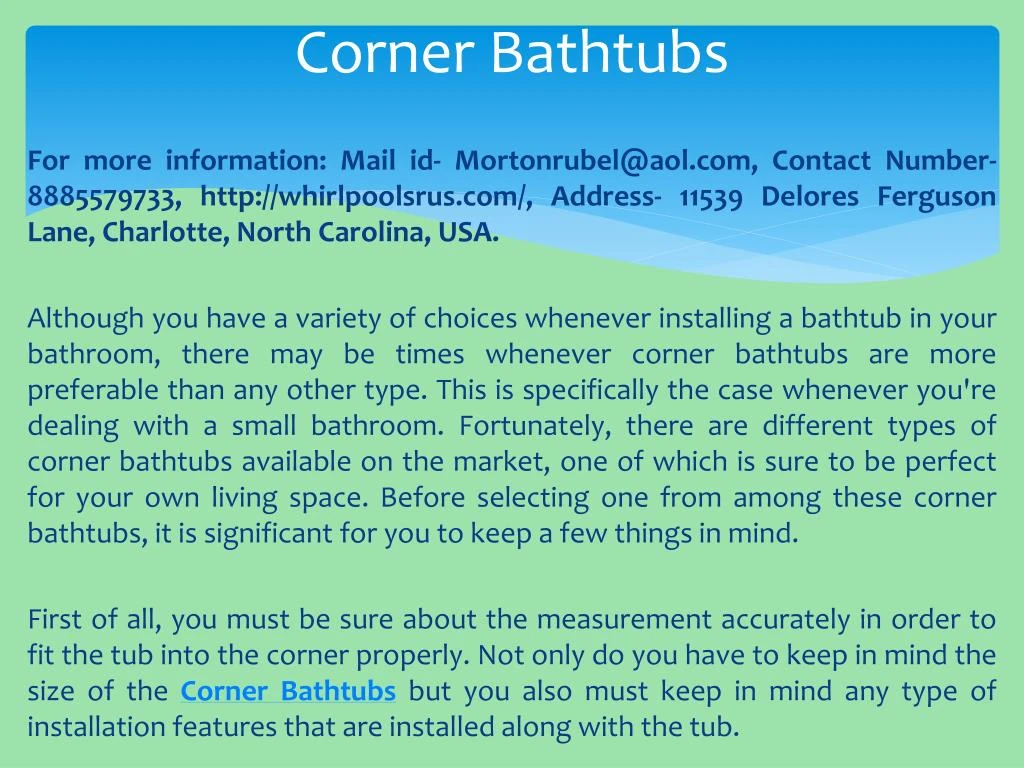 corner bathtubs