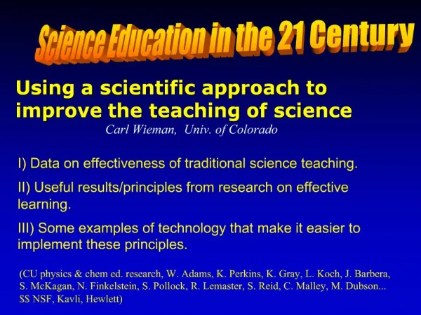 Science Education in the 21 Century