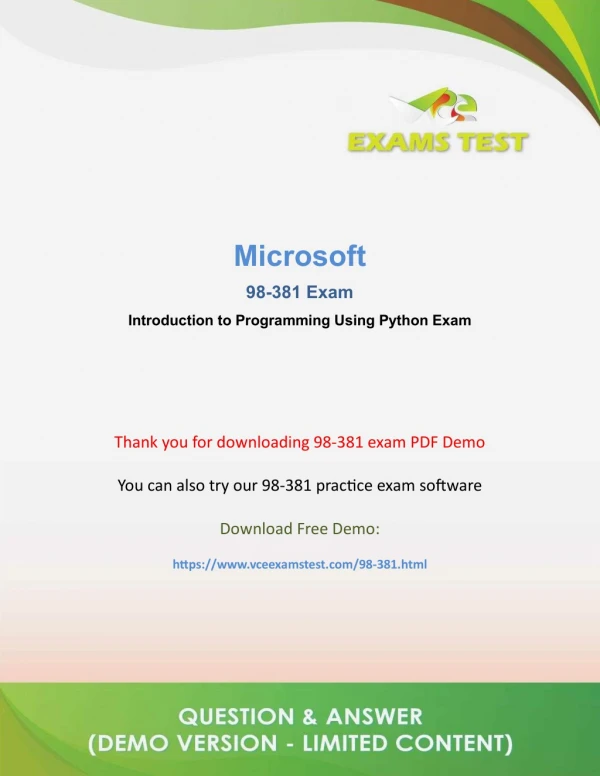 Get Valid Microsoft 98-381VCE Exam 2018 - [DOWNLOAD FREE DEMO]