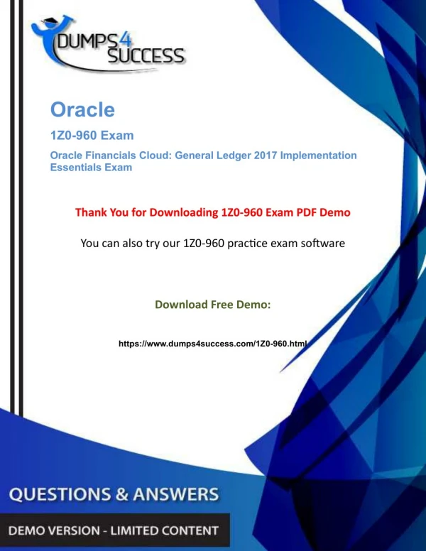 1Z0-960 Dumps Question - Oracle Business Financials Management [1Z0-960] Exam Question