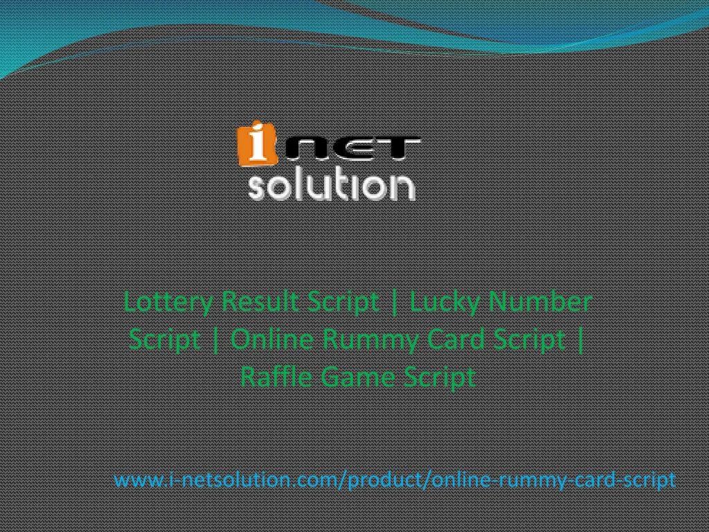 lottery result script lucky number script online rummy card script raffle game script