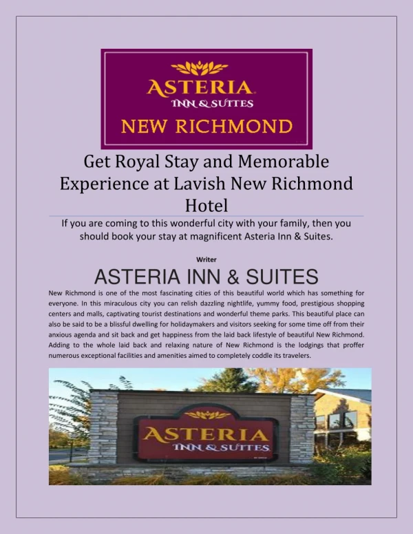 Enjoy the Magic of New Richmond City by Staying at Grand Hotel