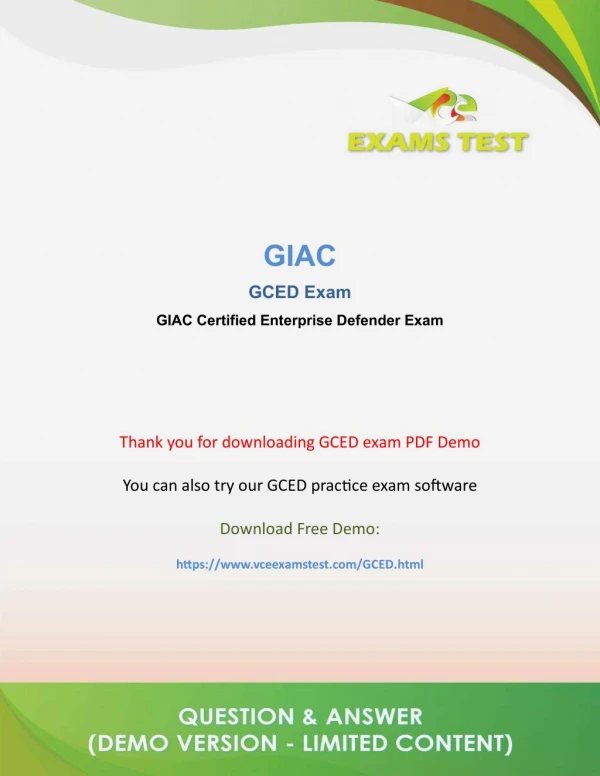 Get Valid GCED GIAC VCE Exam 2018 - [DOWNLOAD FREE DEMO]