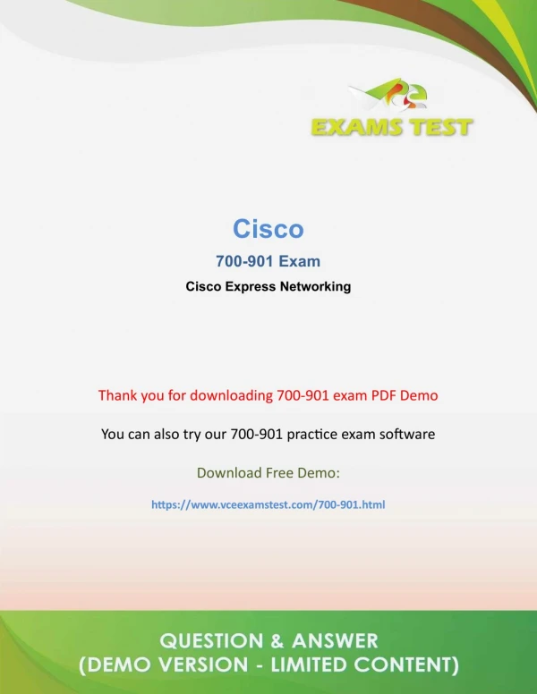 Get Valid Cisco 700-901	 VCE Exam 2018 - [DOWNLOAD FREE DEMO]