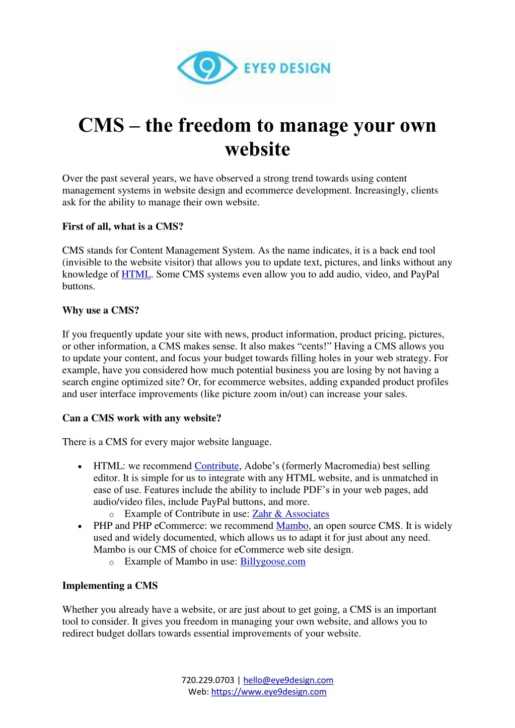 cms the freedom to manage your own website