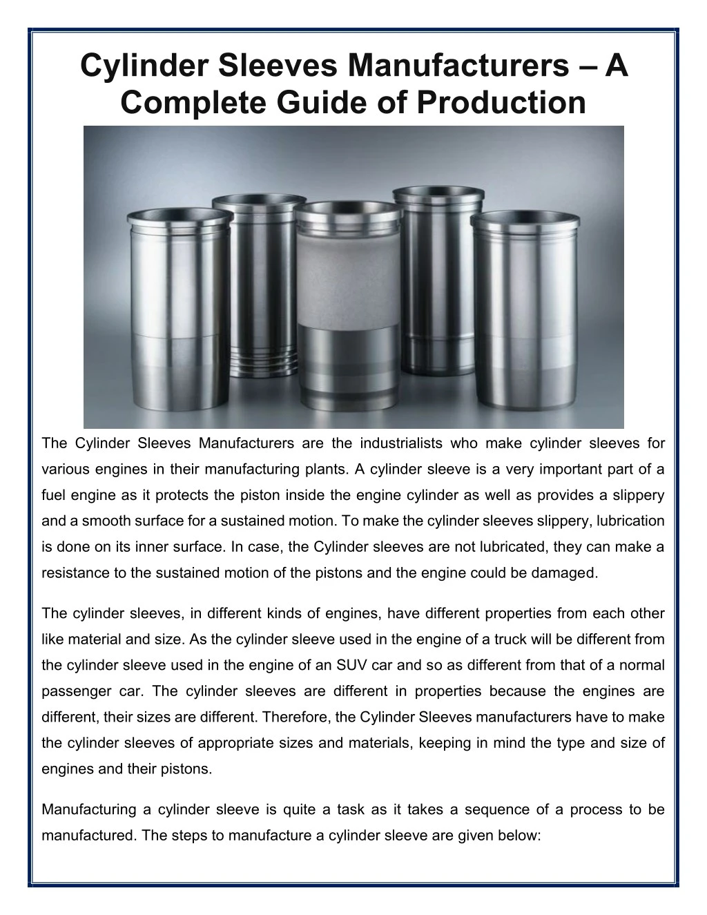 cylinder sleeves manufacturers a complete guide