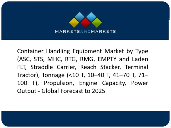 Rising Demand for Container Handling Equipment in Global market