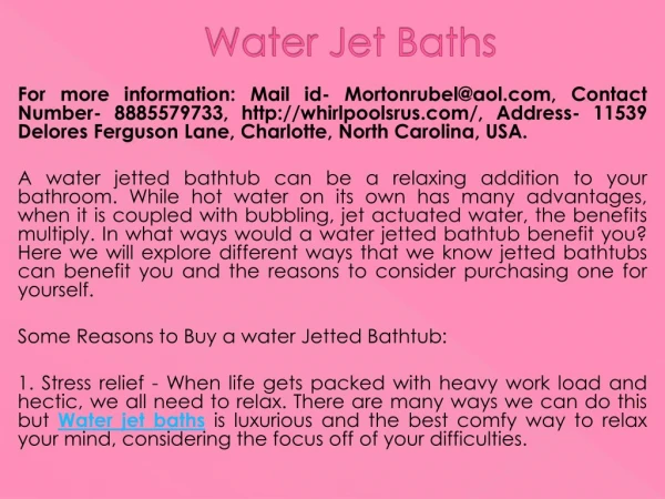 Water jet baths