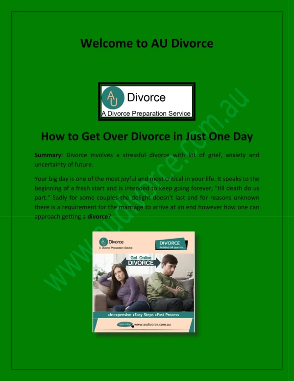 Separation, How to get a divorce, Divorce - audivorce.com.au