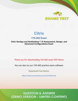 Get Valid Citrix 1Y0-402 VCE Exam 2018 - [DOWNLOAD FREE DEMO] - slide 1