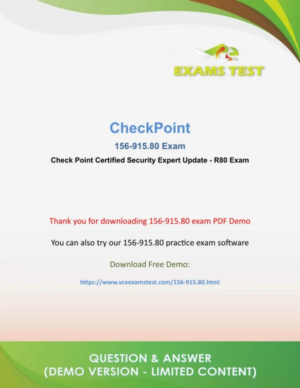 Get Valid CheckPoint 156-915.80 VCE Exam 2018 - [DOWNLOAD FREE DEMO]