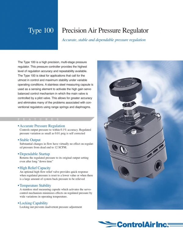 ControlAir Type 100 Precision Air Pressure Regulator