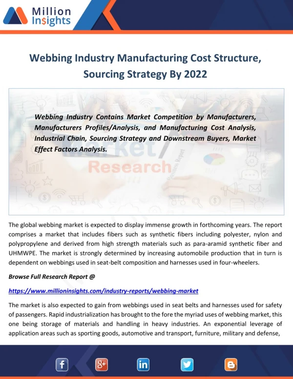 Webbing Market Product Category, Business Overview, Specification By 2022