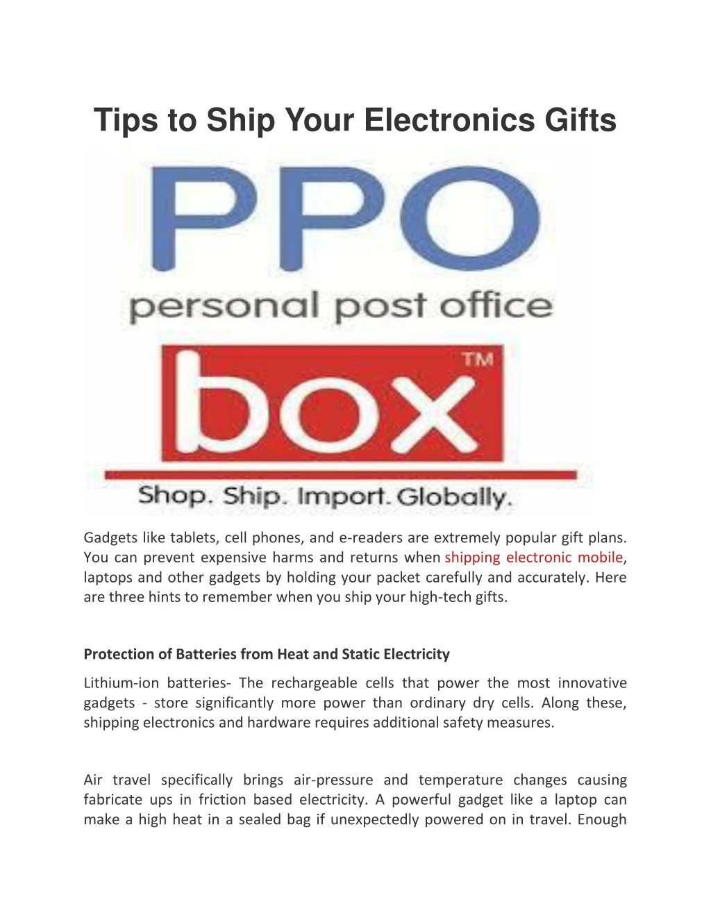 tips to ship your electronics gifts