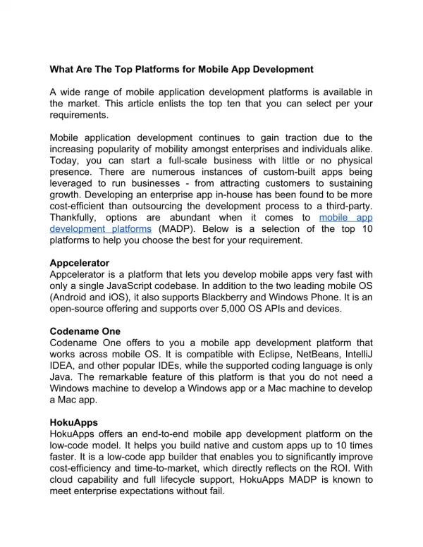 What Are The Top Platforms for Mobile App Development