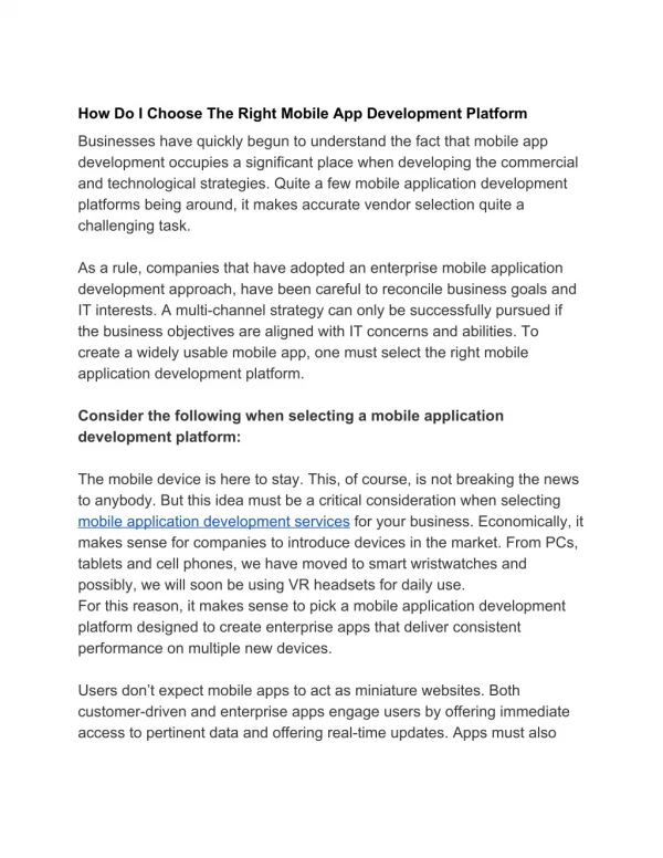 how do i choose the right mobile app development