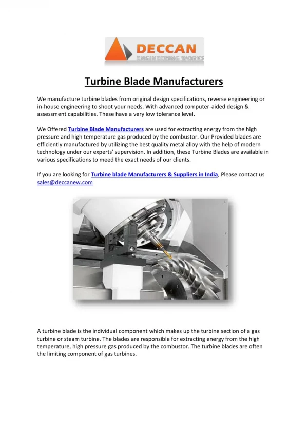 Turbine Blade Manufacturers