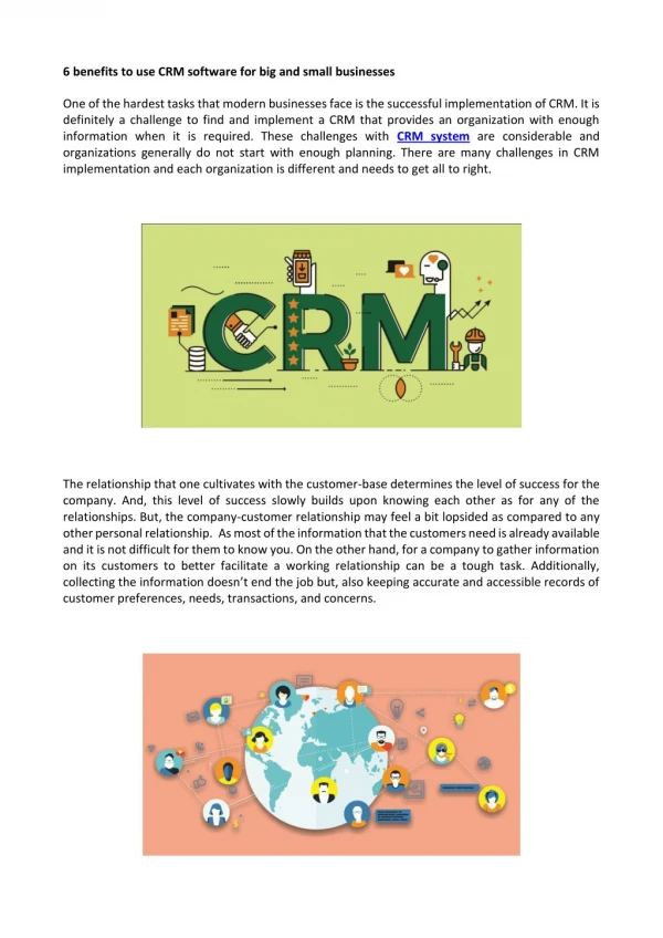 6 benefits to use CRM software for big and small businesses