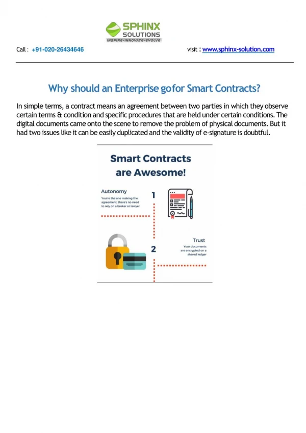 Why should an Enterprise go for Smart Contracts?