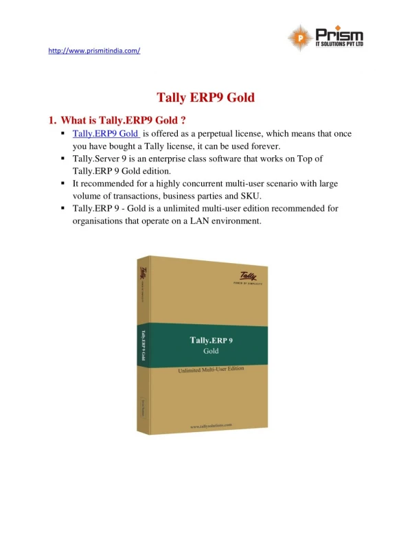 Tally solutions |Tally erp 9 gold Company in Pune Mumbai | PrismIT