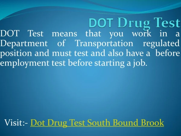 Dot Drug Test South Bound Brook