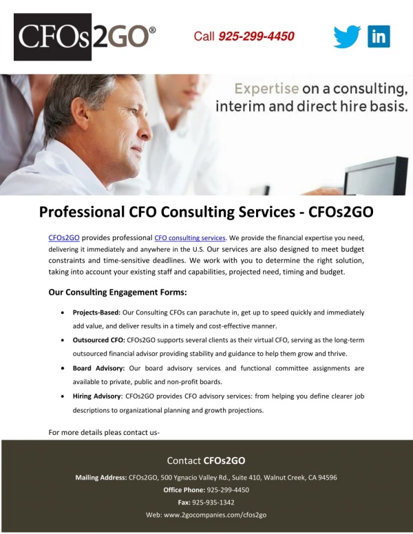 Professional CFO Consulting Services - CFOs2GO