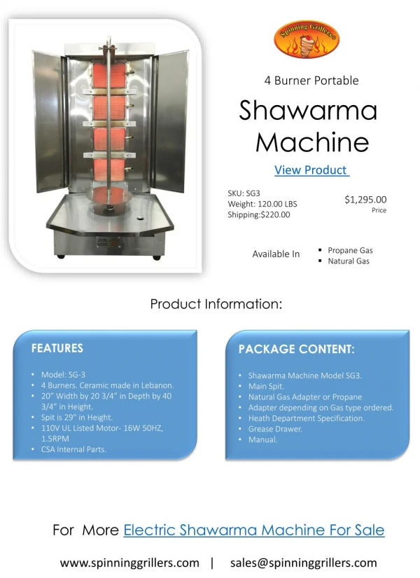 Food Commercial Grade Stainless Steel Shawarma Machine