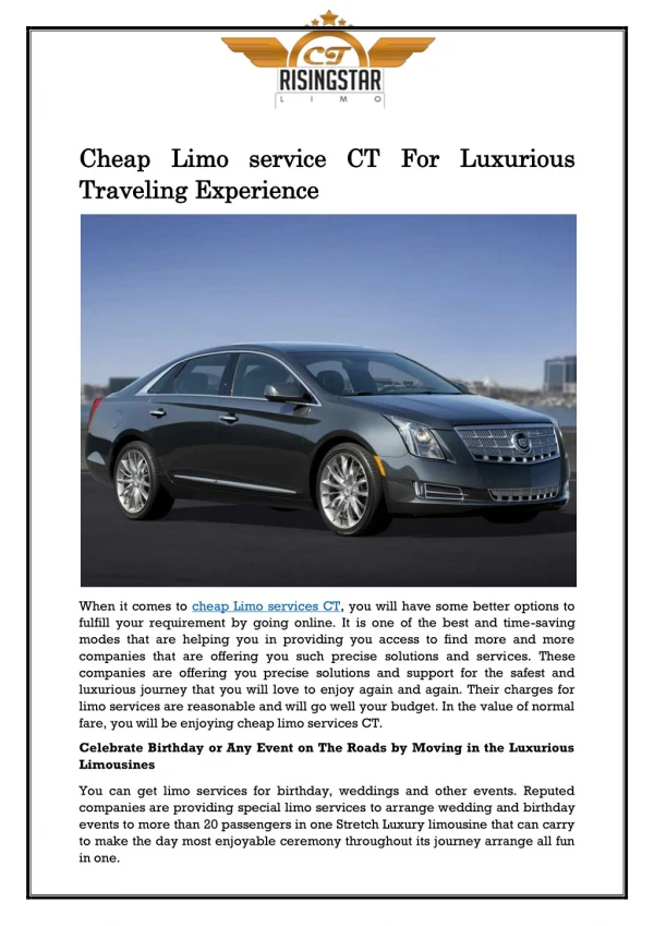 Cheap Limo service CT For Luxurious Traveling Experience