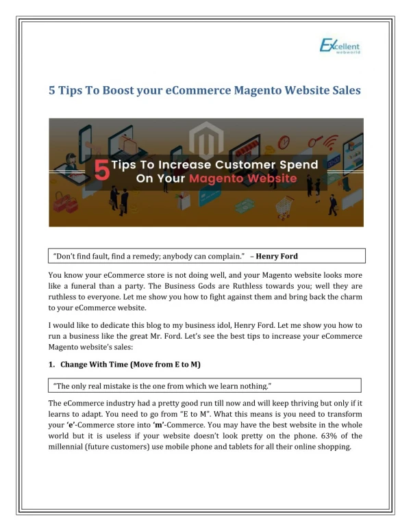5 Tips To Boost your eCommerce Magento Website Sales