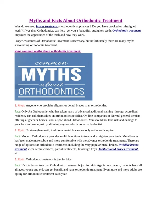 Myths and Facts About Orthodontic Treatment