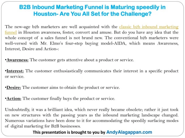 B2B Inbound Marketing Funnel is Maturing speedily in Houston- Are You All Set for the Challenge?