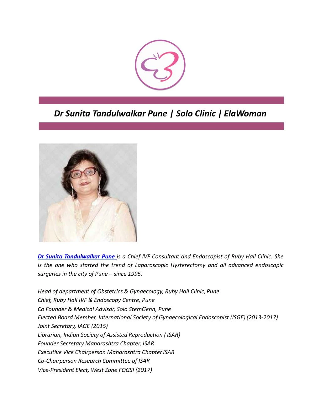 dr sunita tandulwalkar pune solo clinic elawoman