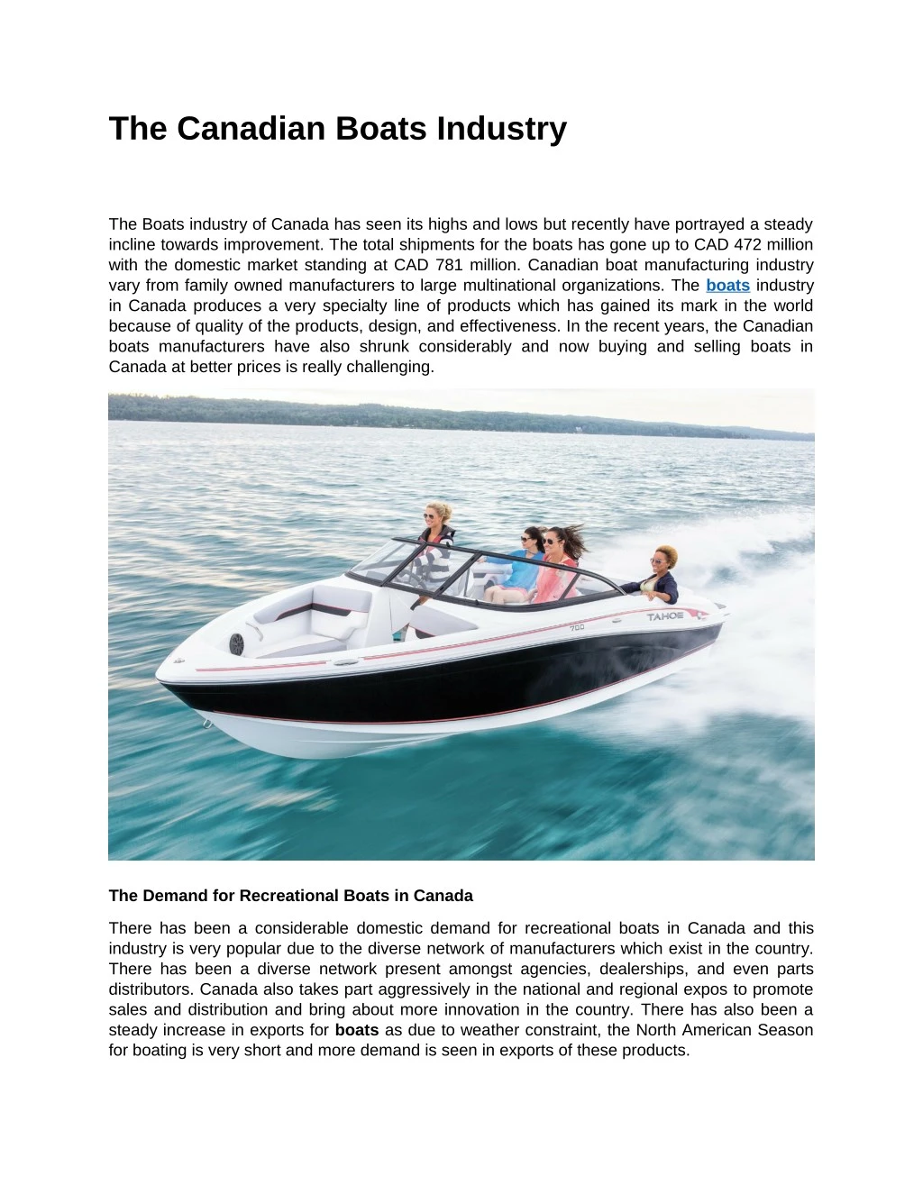 the canadian boats industry