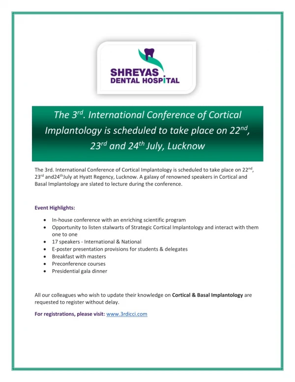 3rd. International Conference of Cortical Implantology