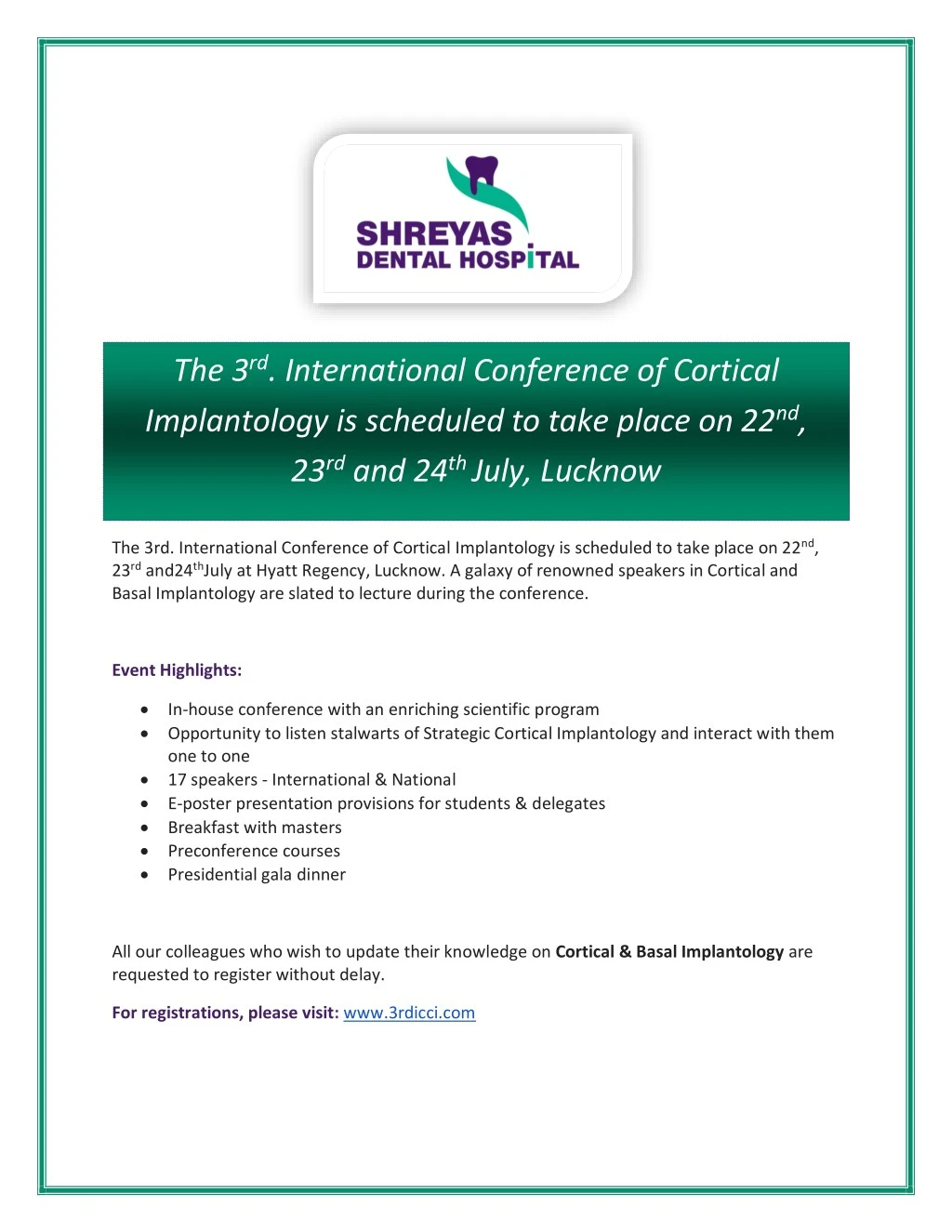 the 3 rd international conference of cortical