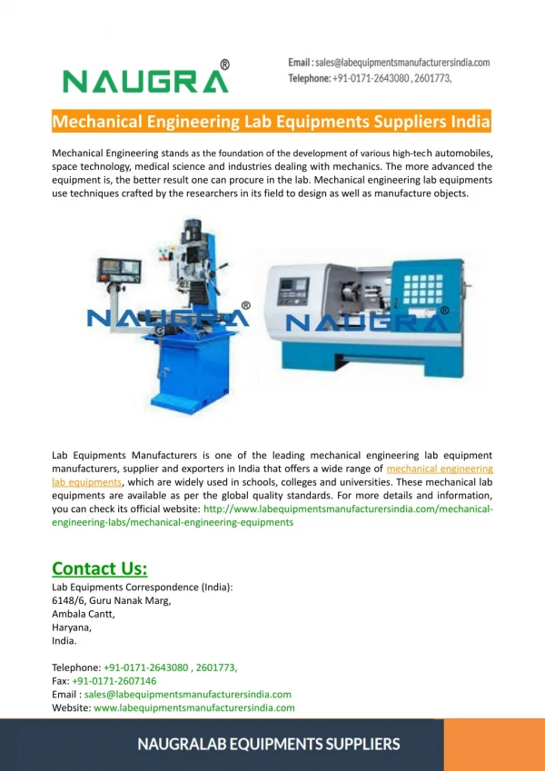 Mechanical Engineering Lab Equipments Suppliers India