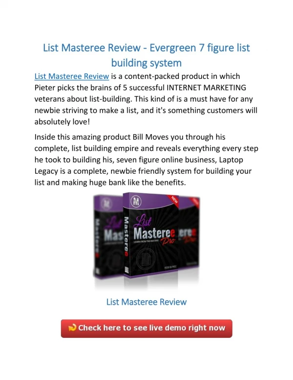 List Masteree Review - List Building