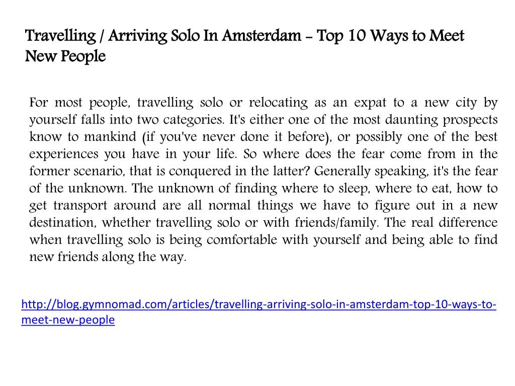 travelling arriving solo in amsterdam top 10 ways
