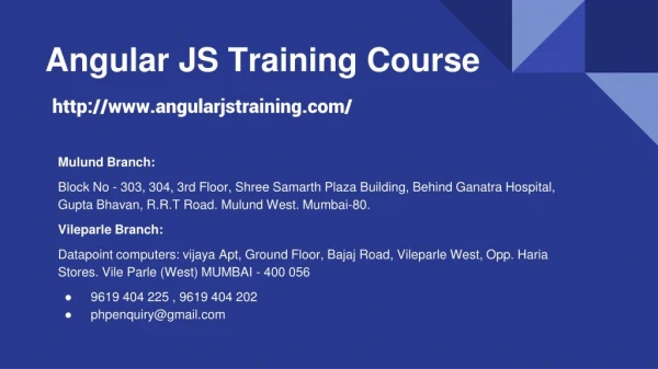 AngularJS Training Institute
