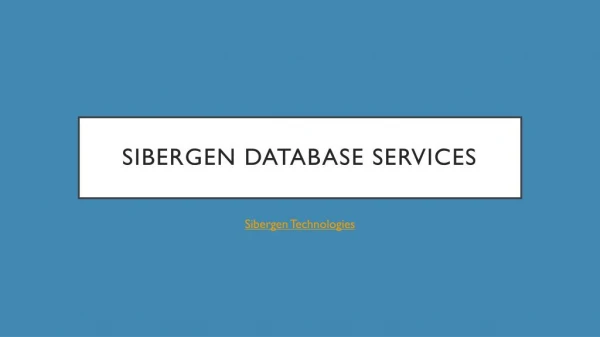 Sibergen Database Services