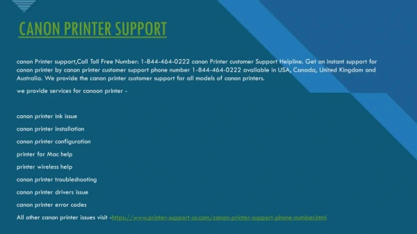 canon printer customer support