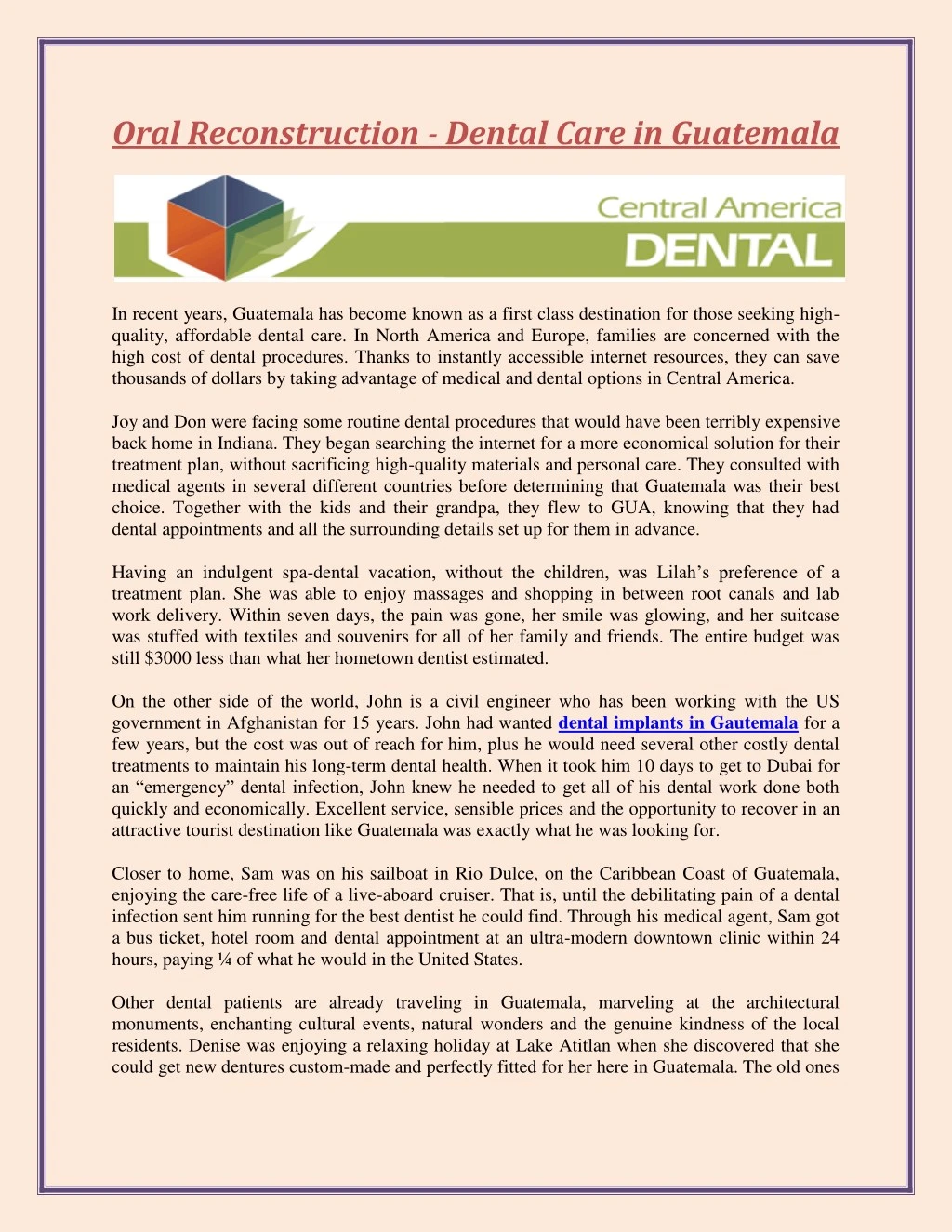 oral reconstruction dental care in guatemala